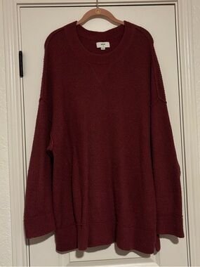 aerie Oversized Crewneck Sweater in plum